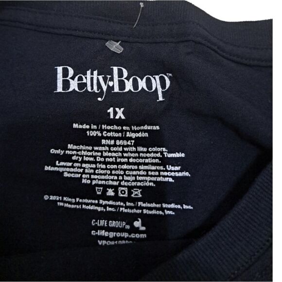Betty Boop black long sleeve graphic tee size 1X - Picture 2 of 3